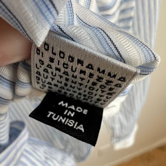 Dolce & Gabbana Women's 44 IT Medium US Blue White Button Up Shirt Top Preppy - Picture 8 of 16